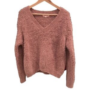 Pink Rose Women’s Fuzzy Rose Color Long Sleeve Sweater Size M